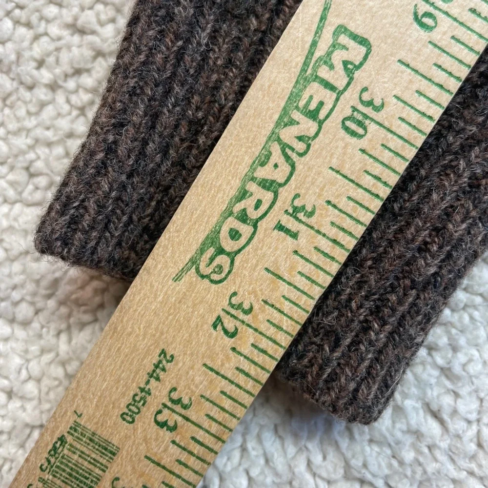 LL Bean Sweater Mens L Tall Brown Merino Lambswool 1/4 Zip Ribbed Knit 237814